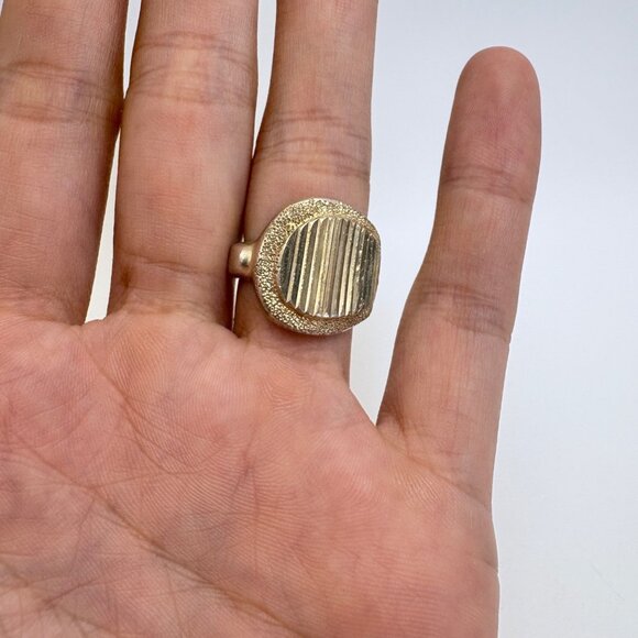 VTG Solid Sterling Silver 925 Etched Rough Textured Freeform Band Ring Size 7 - Picture 7 of 10